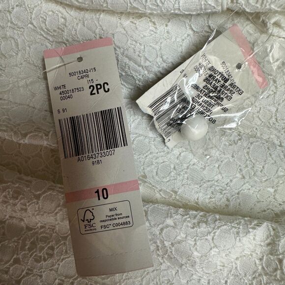 Nine West Pencil skirt Suit Size 10 2pc White Lace Short Sleeve Tea Wedding - Picture 7 of 11